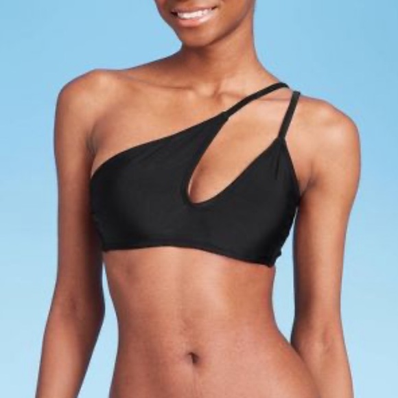 wild fable Other - Wild Fable Black Cut Out One Shoulder Bikini Top Solid Target Women Medium NEW